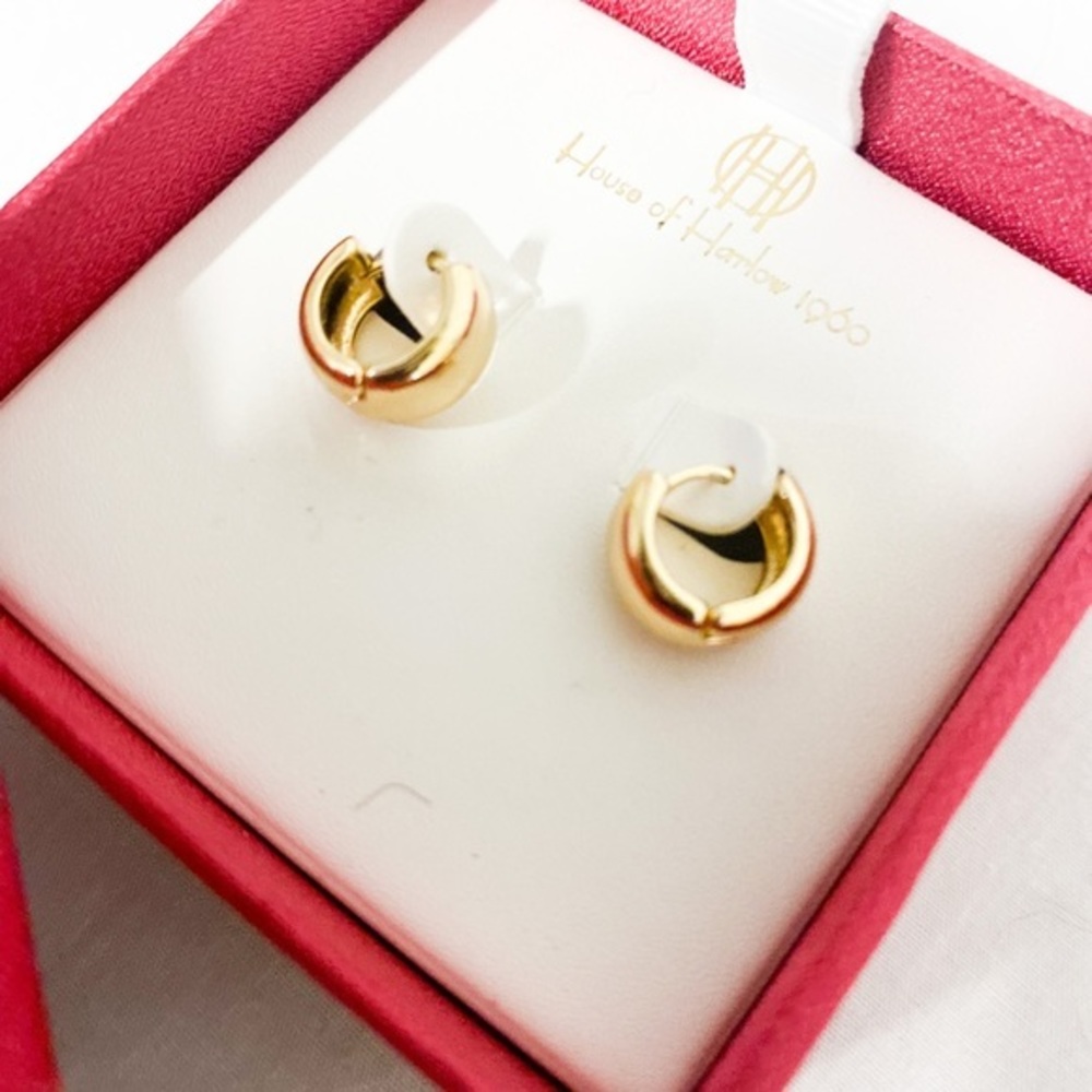 Gold House of Harlow Hoop Huggie Earrings